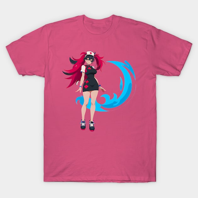 Nurse in anime style, splash colorful background T-Shirt by AlePosters